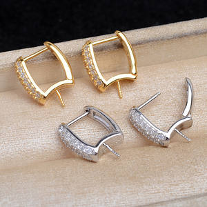 Accessoires de bijoux en argent 925 pour la création de bijoux en perles, support vide pour boucles d'oreilles en forme de queue de phénix, 10-12 mm, semi-finies, en cristal - Product Image 1