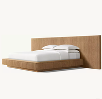 Cadre de lit mural RH Mulholland contemporain en chêne massif, écologique et durable, avec panneau large et étendu, mobilier de maison