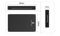 Lecteur de cartes externe 10G noir USB 3.1 TF/SD Type-A vers Type-C 0,3m + Type-C vers Type-C 0,3m