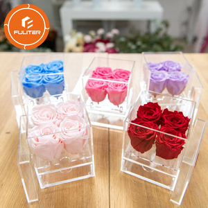 Pequeño impermeable cuadrado caja de acrílico con <span class=keywords><strong>dos</strong></span> cajones para 9 rosas - Product Image 6