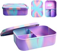 Boîte à lunch en silicone de qualité alimentaire. Compartimenté, scellé. Pour micro-ondes et réfrigérateur