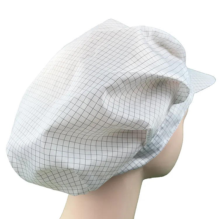 Industrie weiß Polyester-Mütze Lintfrei staubfrei Reinigungsraum antistatische Arbeitskleidung Hut