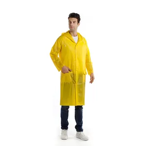 Hete Verkoop Heren Xxl Regenjas Fabriek In Voorraad Ondoordringbare Plastic Regenkleding Modieuze Gele Pvc Lange Jas Met Logo