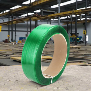 Gran oferta, cinta de embalaje de plástico <span class=keywords><strong>PET</strong></span> de tamaño personalizado de 16-25mm, cinta enrollada verde elástica de alta tenacidad en relieve para embalaje Manual - Product Image 2