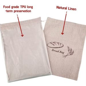 Good Quality <b>Reusable</b> Linen Double Strings <b>Bag</b> Customize logo Size Large Size Bread Drawstring Packing <b>Bag</b> - Product Image 3