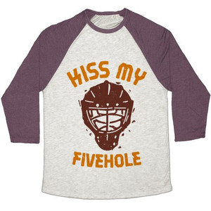 Kiss My Fivehole Unisex Tri-Blend <b>Baseball</b> <b>Tee</b> - Product Image 3