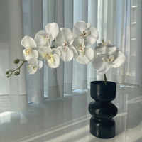 Bunga Phalaenopsis Buatan Berkualitas Tinggi, Batang Tunggal, 9 Kepala, Tekstur 3D, Sutra Imitasi, 70x15x10cm, Dekorasi Rumah untuk Pernikahan