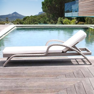 Fabricantes <span class=keywords><strong>Aluminio</strong></span> Daybed Balcón Rattan Marrón Ocio Moderno Hotel Jardín <span class=keywords><strong>Tumbona</strong></span> para piscina - Product Image 2