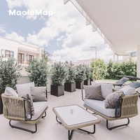 Ensembles de jardin Outdoor Bistro Rattan Sofa Chair Hotel Luxury love Seat Nordic Patio Pool Beach Balcony Italian Restaurant Sectional