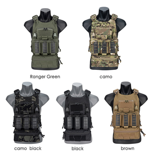 Ensemble de gilet tactique camouflage découpé au laser avec pochette amovible, pochette de poitrine, triple pochette pour chargeurs, porte-plaque de protection à dégagement rapide - Product Image 3