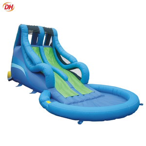 Château gonflable bleu commercial avec toboggan, prix usine, en PVC, pour saut et amusement - Product Image 5