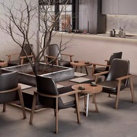 HUALIN Ensemble de table et de chaises de salle à manger en bois massif de style moderne pour restaurant, hôtel, café, canapé, siège de carte