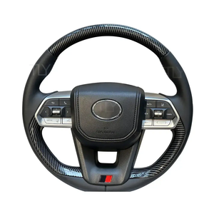 Maictop GR Style Accessoires d'intérieur <span class=keywords><strong>Volant</strong></span> de voiture en cuir et fibre de carbone pour Toyota Land Cruiser LC300 LC200 - Product Image 2