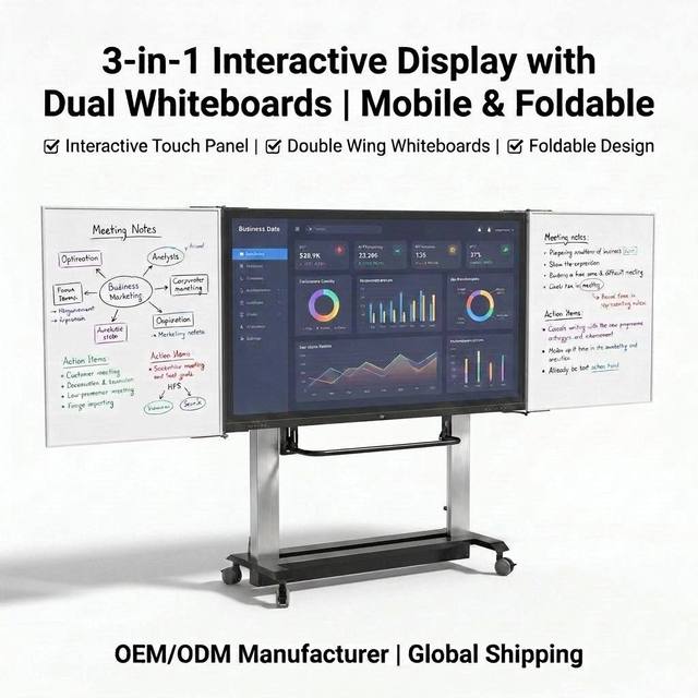 Universal Heavy Duty Mobile TV Stand 150kg Support Height Adjustable Floor Stand For Interactive Flat Panel Display