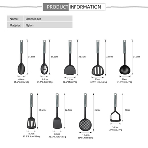 Meilleur prix d'usine en nylon antiadhésif à fente tourneur <span class=keywords><strong>louche</strong></span> <span class=keywords><strong>spatule</strong></span> <span class=keywords><strong>ensemble</strong></span> d'ustensiles de cuisine pour la cuisine ustensiles de haute qualité - Product Image 6