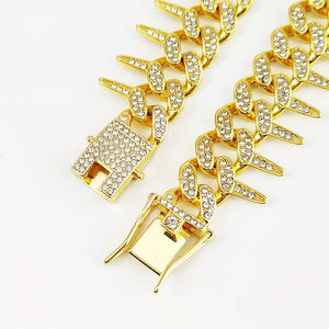 Hundehalsband im kubanischen Kettenstil, 20 mm, mit Dornen, Diamanten und Strasssteinen, luxuriöses Metallhalsband für Hunde - Product Image 5