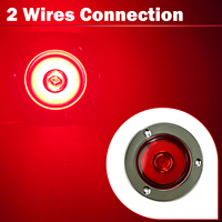 Feu de position latéral rouge de 2 pouces à 9 LED avec anneau halo rond et anneaux en acier inoxydable pour camion, remorque, camping-car, étanche IP67, 12V
