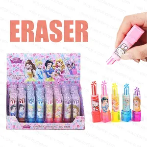 little girls favorite cartoon lovely lipstick design pencil eraser princess image school supplies 80mm 100mm capsule toys filler