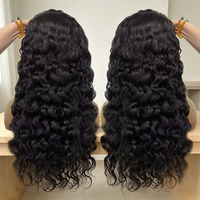 Perruque indienne bouclée à dentelle frontale 100% cheveux humains, pré-épilée, noir naturel, dentelle HD, sans colle, pour femmes noires, vente en gros