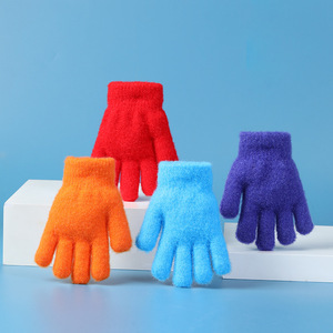 Effen kleur voor kinderen, eenvoudig imitatie van nertsbont, gebreid, warm voor schermgebruik, winddicht, dagelijks gebruik, winter, koudebestendig, dik vijfdelig - Product Image 2