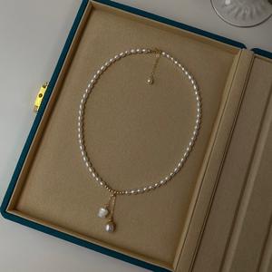 Women's Versatile 14K <b>Gold</b>-Plated Natural Freshwater <b>Pearl</b> Shell Lily of Valley Collarbone Chain Millet <b>Necklace</b> Religious Style - Product Image 2