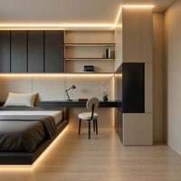 Ensemble de meubles de chambre en bois personnalisable, comprenant des lits bas tatami et des tables - Design moderne pour appartement, hôpital, garantie de 5 ans