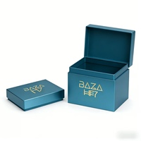 Boîte cadeau carrée haut de gamme, boîte cadeau rigide avec estampage à chaud doré, couleur turquoise avec logo doré personnalisé pour produits de luxe