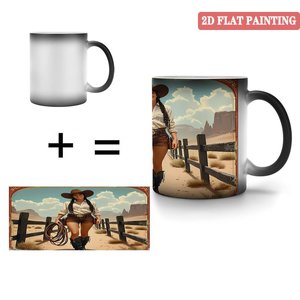Mug à changement de couleur 11oz en céramique noire givrée, vierge pour sublimation, idéal comme cadeau - Product Image 4