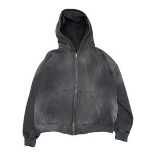 Sweat à capuche pour homme TAKN464, streetwear personnalisé, coton éponge, lavage à l'acide, vintage, délavé au soleil, délavé, surdimensionné, sweat à capuche zippé pour homme - Product Image 4