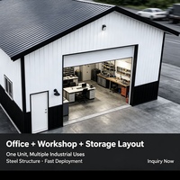 Entrepôt en structure métallique sur mesure, atelier préfabriqué en métal, bâtiment industriel pour bureaux et stockage