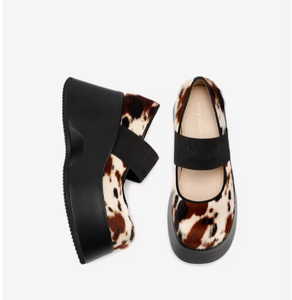 Manufacturer Custom New Trendy Cow Print With <strong>Black</strong> <strong>Velcro</strong> Strap And Thick Platform Round Toe <strong>Women</strong> Mary Jane <strong>Shoes</strong> - Product Image 3