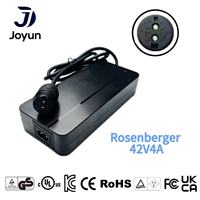 Cargador de Batería de Litio para Bicicleta Eléctrica Joyun 42V 2A, Conector Rosenberger, Certificación CE PSE, 100-240V CA, PC V-0 Ignífugo, OEM/ODM, 88W