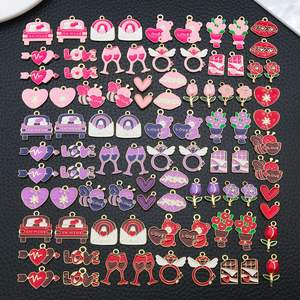 Pendentif porte-clés DIY en alliage avec <span class=keywords><strong>pierre</strong></span> naturelle en forme de cœur, série Saint-Valentin - Product Image 4