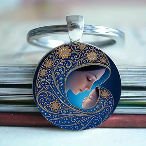 Souvenirs d'église, breloques religieuses en alliage de zinc avec impression numérique, porte-clés religieux Marie Enfant ou cadeaux de baptême - Product Image 2