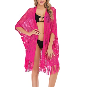 Amzn AE fb eb tiktok <span class=keywords><strong>Shein</strong></span> Femmes <span class=keywords><strong>Cardigan</strong></span> Kimono D'été Plage Couvrir Frangé Rayé <span class=keywords><strong>Cardigan</strong></span> Main Tricot Cape Cape pour Fille - Product Image 1