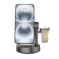 Station de charge rapide 5-en-1 avec lumière RGB, chargeur sans fil magnétique 25W pour téléphone, montre et écouteurs, qualité supérieure, nouvelle génération AFY.