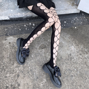 JK Vớ Treo Cyber Phổ Biến Lỗ Mùa Hè Mỏng Nhật Bản Mô Hình Ống Dài Hơn Đầu Gối Lolita Vớ Phụ Nữ - Product Image 5