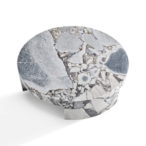 Tavolino rotondo in pietra personalizzato con <span class=keywords><strong>Design</strong></span> di grandi piedistalli in marmo tavolini da salotto mobili di lusso moderno <span class=keywords><strong>tavolo</strong></span> da centro - Product Image 2