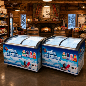 Vitrine Réfrigérée Commerciale à Porte Courbe en Verre pour Glaces - Product Image 1