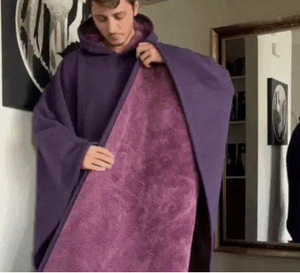 New Good Quality Cloak Hoodie Punk Loose Men Sweatshirt Casual With <b>Hat</b> Solid Color Cloak Top Autumn and Winter - Product Image 5
