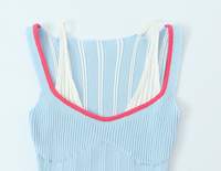 Gilet en tricot rayé bleu à motifs patchwork, décontracté et tendance pour femmes