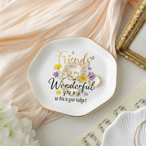 صينية مجوهرات سيراميك صغيرة مخصصة للطباعة بالتسامي بتصميم دائري مقاس 4.5 بوصة، طبق عصري للخواتم والقلائد والأقراط والتحف - Product Image 6