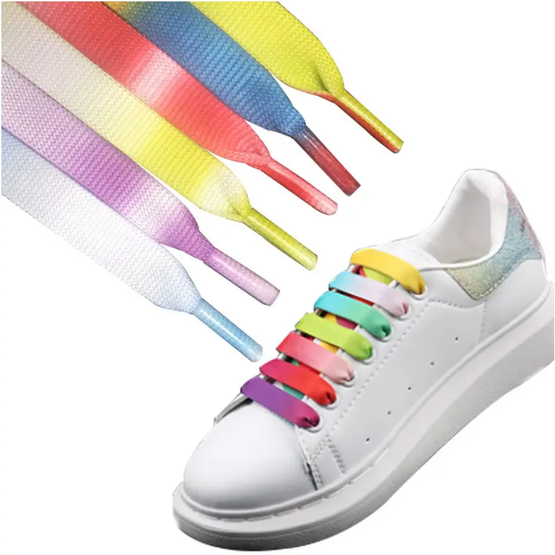 Yrunfeety Custom White Shoe Laces Flat 1.2CM Wide Shoelaces Flat Printed Shoe Laces Colorful Shoelace for Macqueen Shoelaces