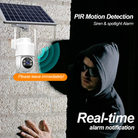 Cámara de Seguridad Inalámbrica PTZ con Energía Solar para Exteriores, con Detección de Movimiento PIR y Audio Bidireccional para Electrodomésticos