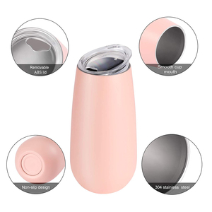 Flûtes à Champagne, en acier inoxydable, sans manches, avec Logo <span class=keywords><strong>personnalisé</strong></span>, gobelet à vin isolé avec couvercle pour fête, ml - Product Image 4