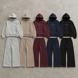 Fabricants de vêtements – Ensemble de survêtement personnalisé unisexe en molleton épais avec sweat à capuche zippé et pantalon de survêtement pour hommes - Product Image 3