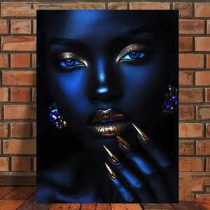 Abstract nero africano donna tela arte stampa moderna decorazione da parete grande elegante oro Splash pittura per soggiorno - Product Image 5