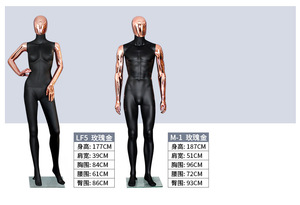 Maniquíes Negros de Moda, Maniquí Femenino de Cuerpo Completo, Maniquí de Mujer con <span class=keywords><strong>Pechos</strong></span> Grandes, Cabeza Cromada en Oro Rosa, Brazos de Maniquí - Product Image 6