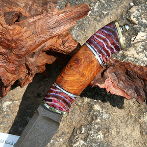 Cuchillo de Caza ZZ13R3 de Lujo con Textura de Red, Acero Sueco, Mango de Dientes de Mamut, Hoja Fija, Cuchillo de Supervivencia para Camping y Selva - Product Image 4