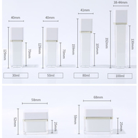 Vente en gros écologique de 30g 50g 30ml 50ml 80ml 100ml emballage vide de luxe pour soins de la peau ensemble de bouteilles carrées en plastique acrylique pour cosmétiques